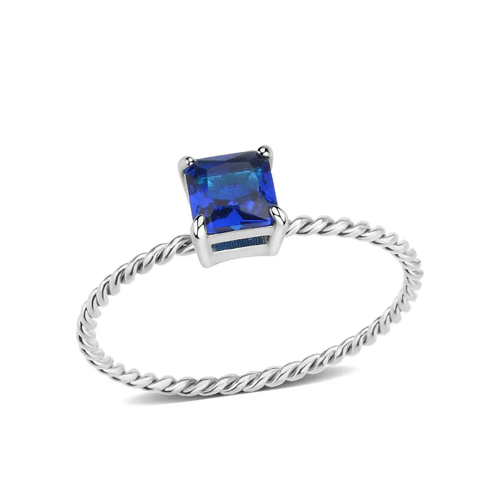 High polished (no plating) Stainless Steel Ring with Synthetic in Montana tk3855 - Alamode - Flyclothing LLC