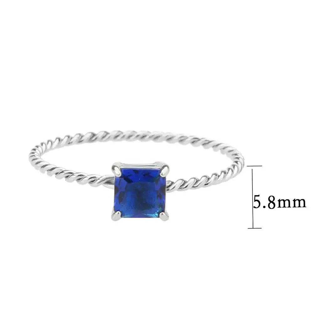 High polished (no plating) Stainless Steel Ring with Synthetic in Montana tk3855 - Alamode - Flyclothing LLC