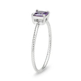 High polished (no plating) Stainless Steel Ring with AAA Grade CZ in Amethyst tk3856 - Alamode - Flyclothing LLC
