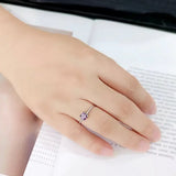 High polished (no plating) Stainless Steel Ring with AAA Grade CZ in Amethyst tk3856 - Alamode - Flyclothing LLC