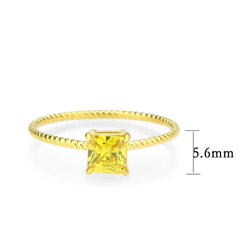 High polished (no plating) Stainless Steel Ring with AAA Grade CZ in Topaz tk3857 - Alamode - Flyclothing LLC