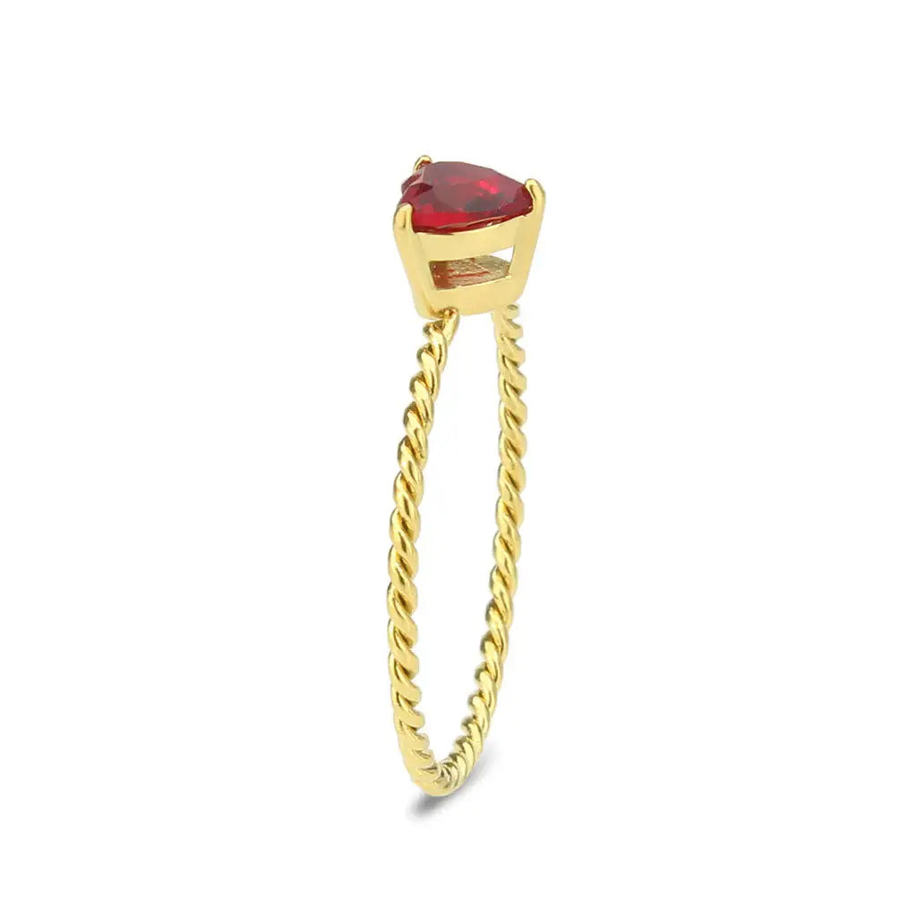 IP Gold(Ion Plating) Stainless Steel Ring with Synthetic in Siam tk3858 - Alamode - Flyclothing LLC