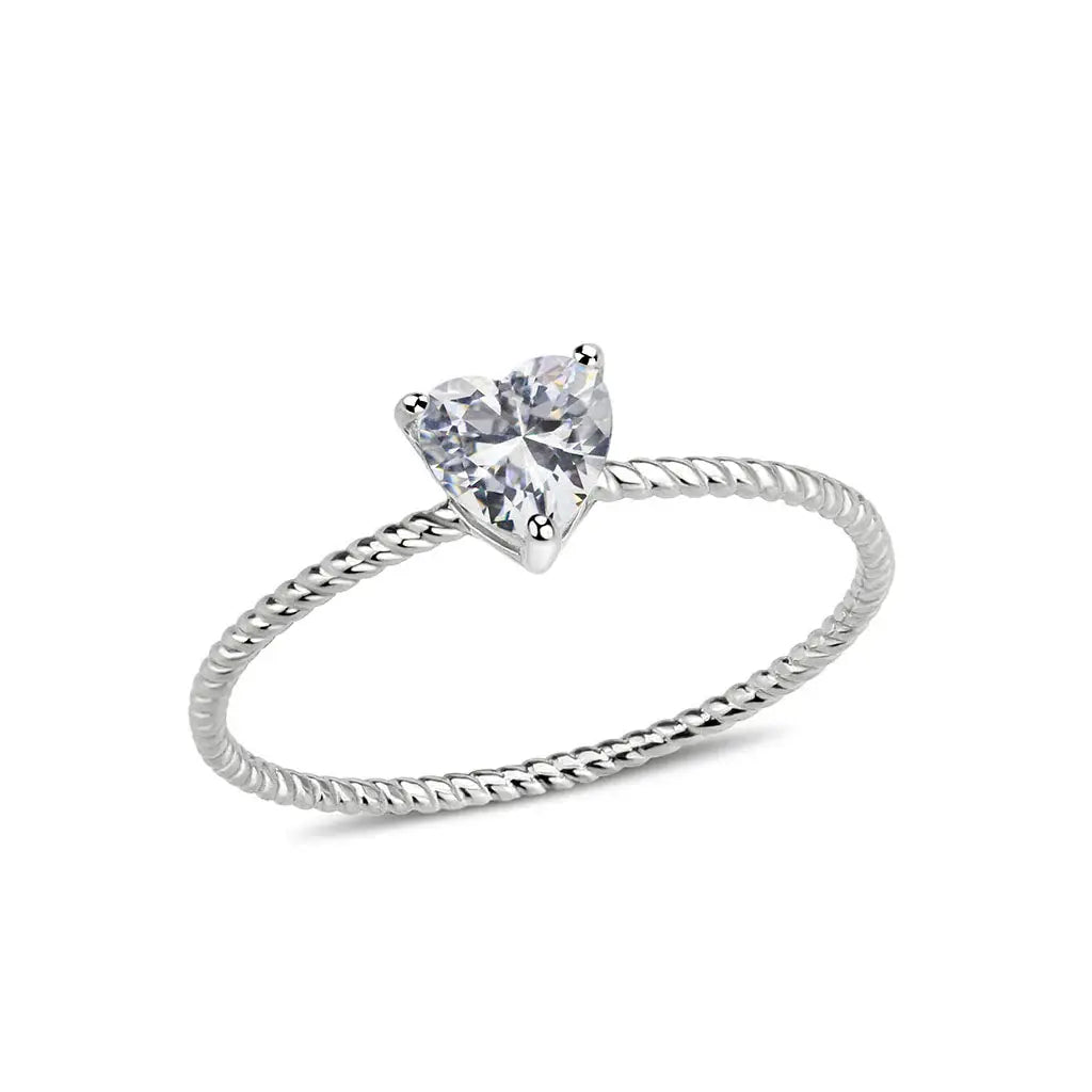 IP Gold(Ion Plating) Stainless Steel Ring with AAA Grade CZ in Clear tk3859 - Alamode - Flyclothing LLC