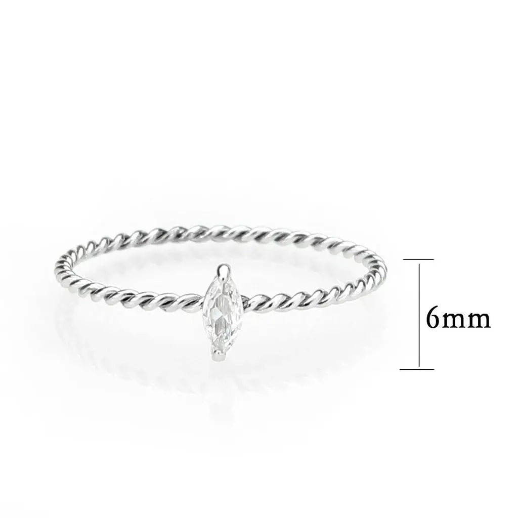 High polished (no plating) Stainless Steel Ring with AAA Grade CZ in Clear tk3860 - Alamode - Flyclothing LLC