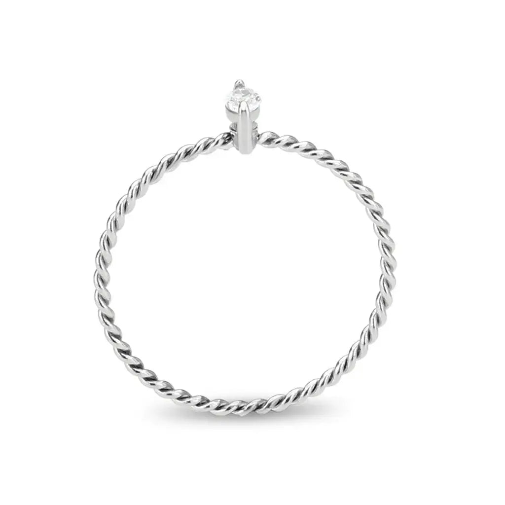 High polished (no plating) Stainless Steel Ring with AAA Grade CZ in Clear tk3860 - Alamode - Flyclothing LLC