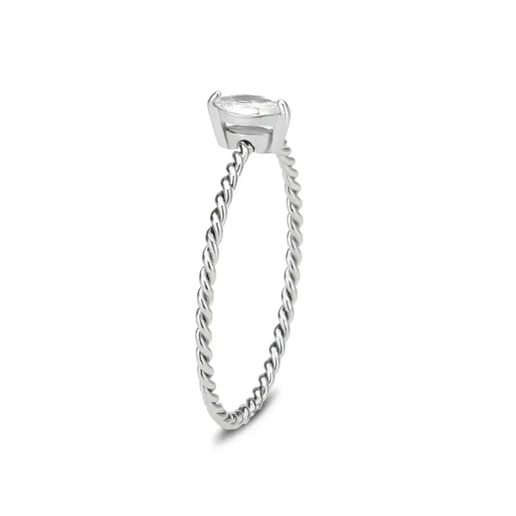 High polished (no plating) Stainless Steel Ring with AAA Grade CZ in Clear tk3860 - Alamode - Flyclothing LLC