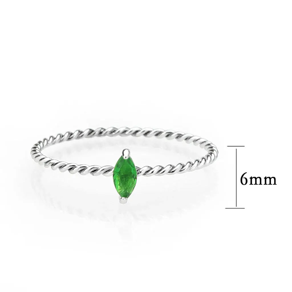 High polished (no plating) Stainless Steel Ring with Synthetic in Emerald tk3861 - Alamode - Flyclothing LLC