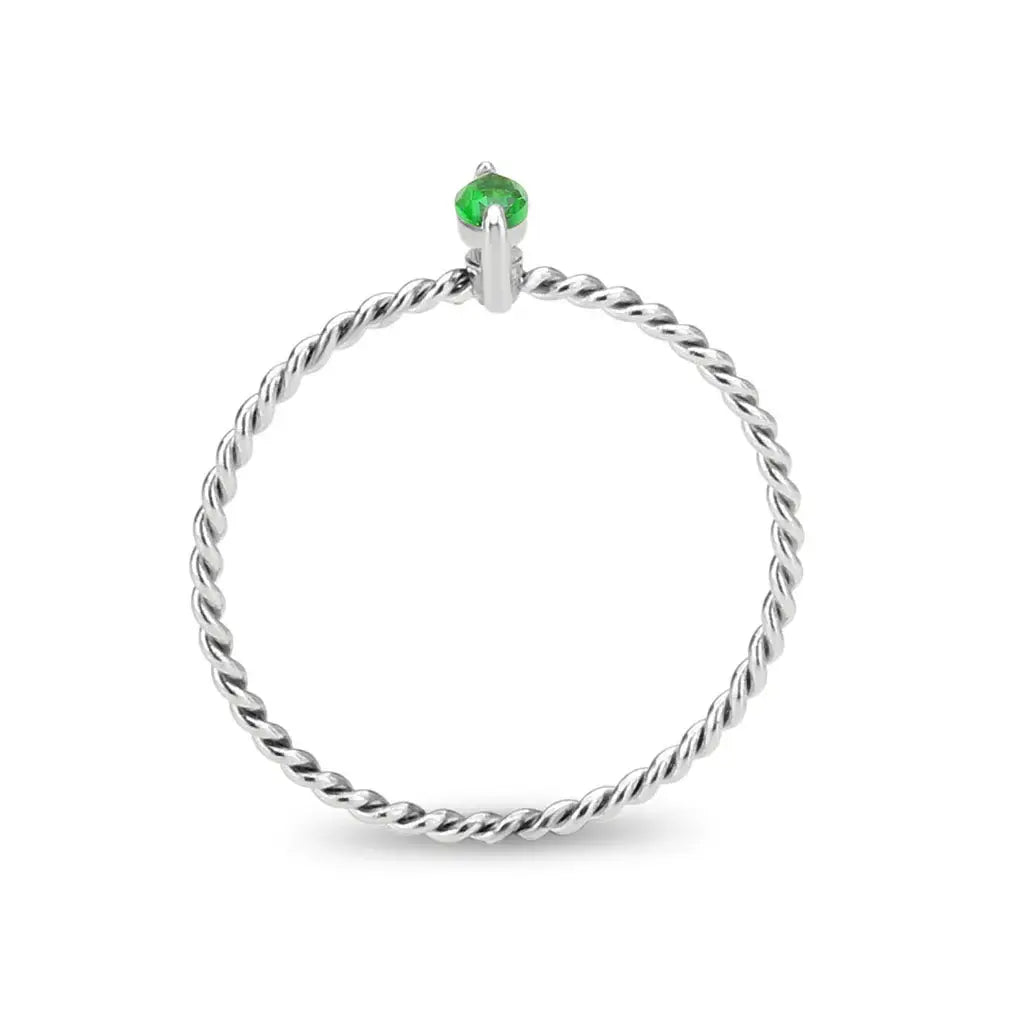 High polished (no plating) Stainless Steel Ring with Synthetic in Emerald tk3861 - Alamode - Flyclothing LLC