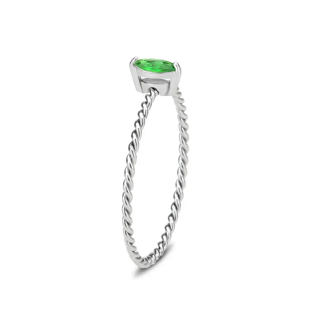 High polished (no plating) Stainless Steel Ring with Synthetic in Emerald tk3861 - Alamode - Flyclothing LLC