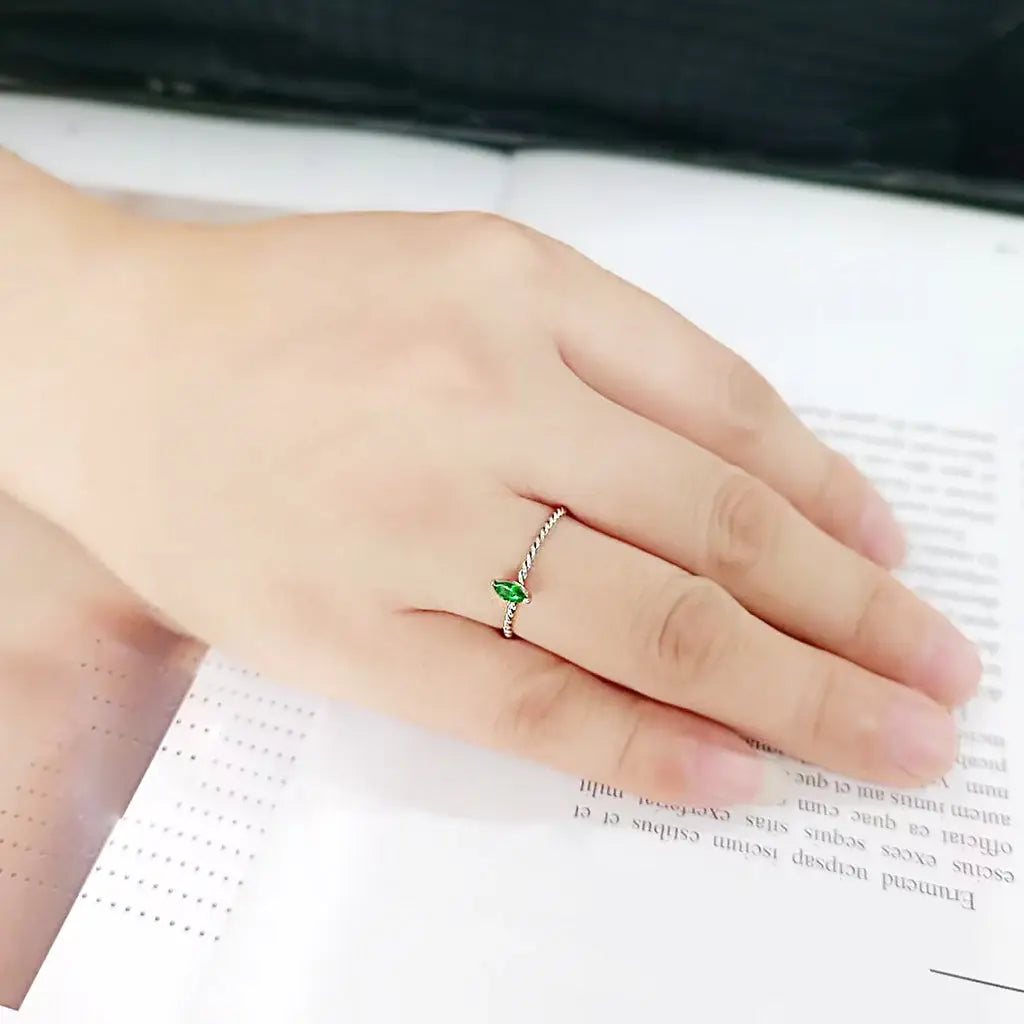 High polished (no plating) Stainless Steel Ring with Synthetic in Emerald tk3861 - Alamode - Flyclothing LLC