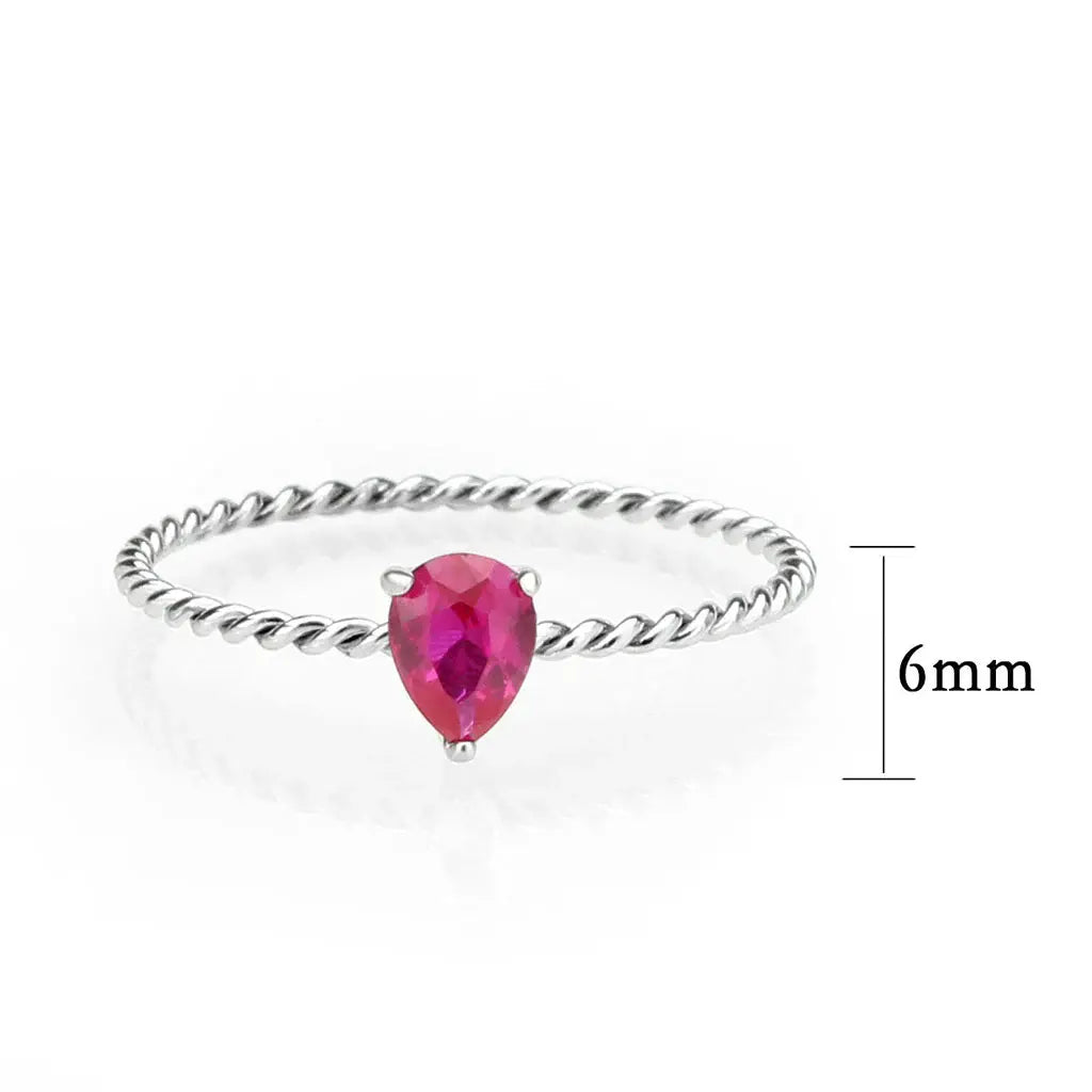 High polished (no plating) Stainless Steel Ring with AAA Grade CZ in Ruby tk3863 - Alamode - Flyclothing LLC