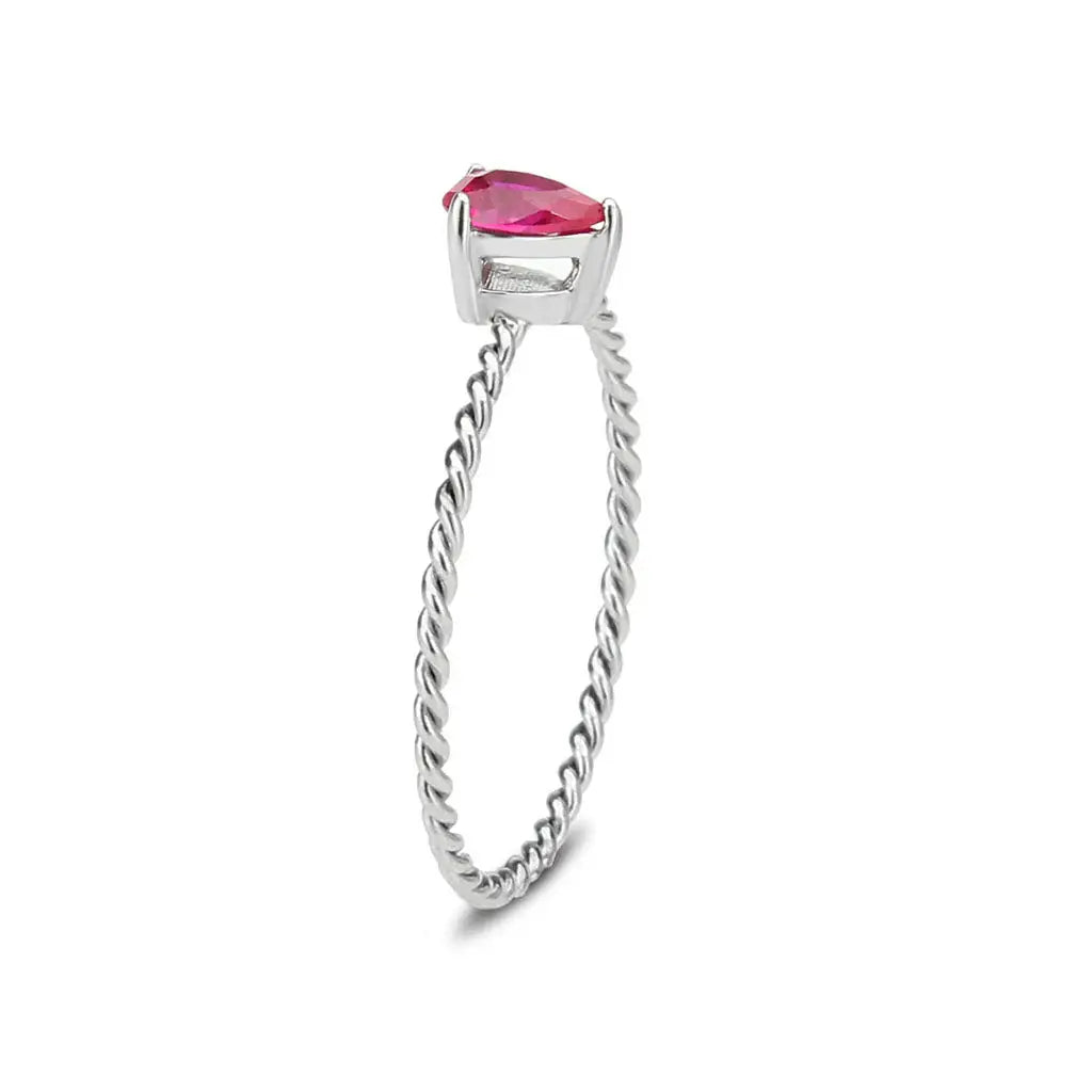 High polished (no plating) Stainless Steel Ring with AAA Grade CZ in Ruby tk3863 - Alamode - Flyclothing LLC