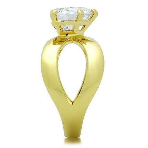 TK390G - IP Gold(Ion Plating) Stainless Steel Ring with AAA Grade CZ in Clear - Alamode - Flyclothing LLC