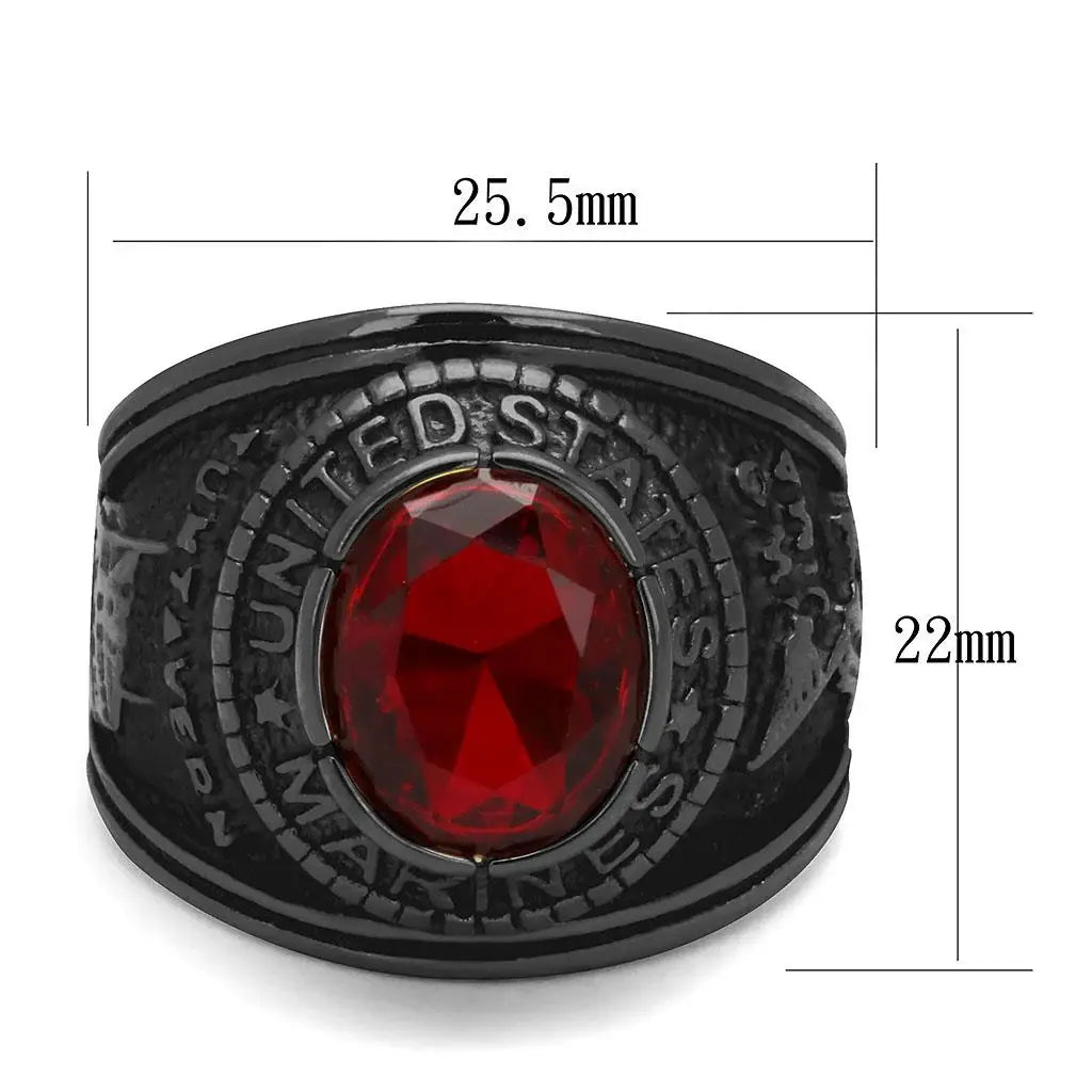 TK414703J - IP Black(Ion Plating) Stainless Steel Ring with Synthetic Synthetic Glass in Siam - Alamode - Flyclothing LLC
