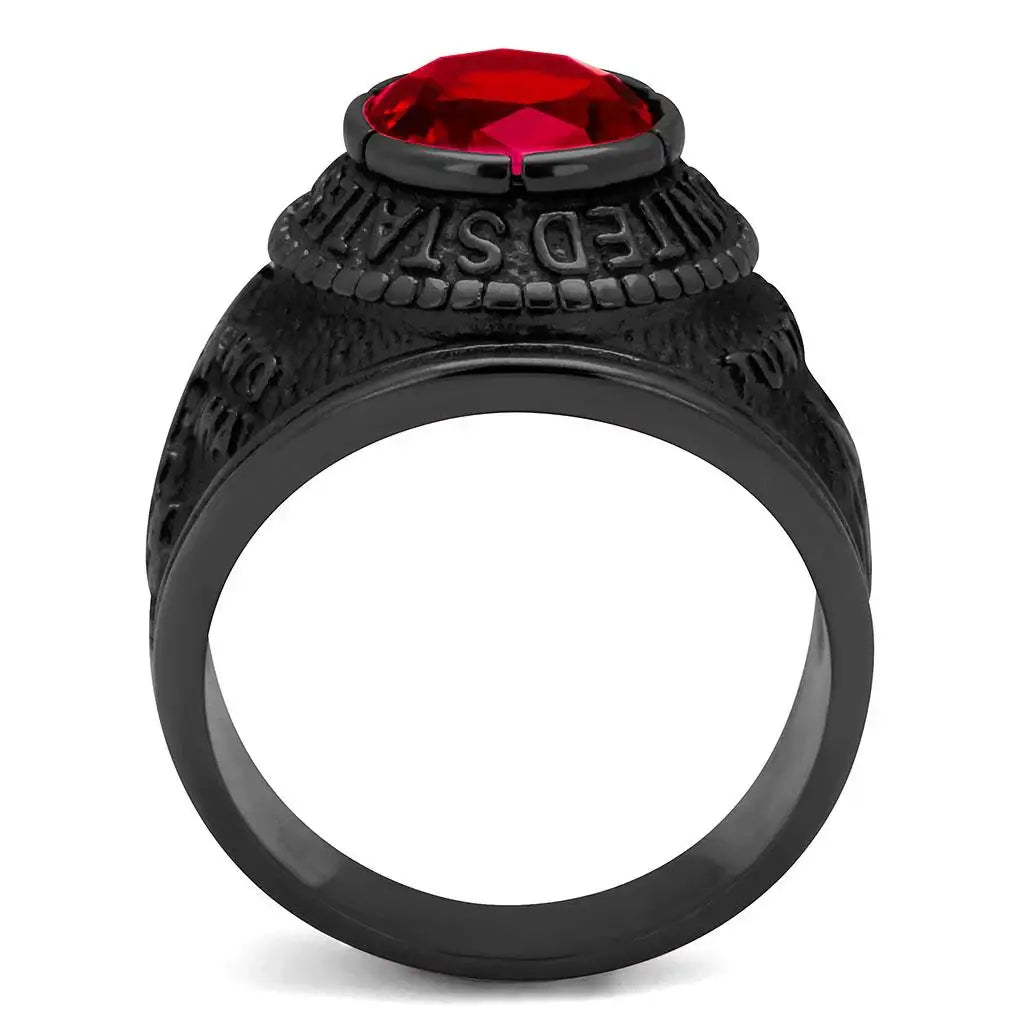 TK414703J - IP Black(Ion Plating) Stainless Steel Ring with Synthetic Synthetic Glass in Siam - Alamode - Flyclothing LLC
