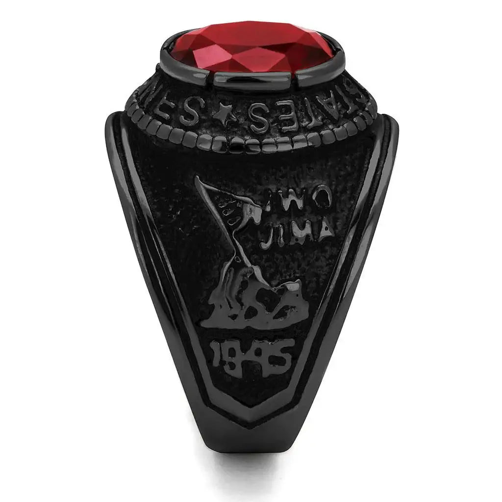 TK414703J - IP Black(Ion Plating) Stainless Steel Ring with Synthetic Synthetic Glass in Siam - Alamode - Flyclothing LLC