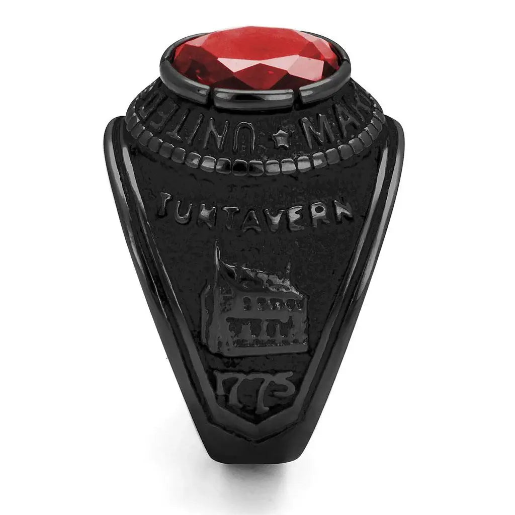 TK414703J - IP Black(Ion Plating) Stainless Steel Ring with Synthetic Synthetic Glass in Siam - Alamode - Flyclothing LLC
