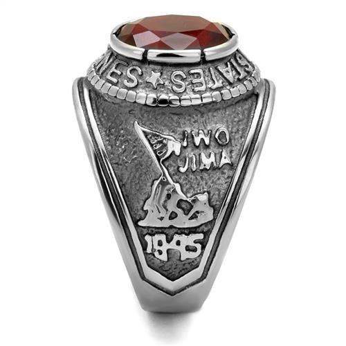 TK414703 - High polished (no plating) Stainless Steel Ring with Synthetic Synthetic Glass in Siam - Alamode - Flyclothing LLC
