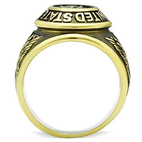 TK414704G - IP Gold(Ion Plating) Stainless Steel Ring with Epoxy in Jet - Alamode - Flyclothing LLC