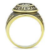 TK414704G - IP Gold(Ion Plating) Stainless Steel Ring with Epoxy  in Jet - Alamode