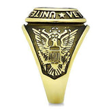 TK414704G - IP Gold(Ion Plating) Stainless Steel Ring with Epoxy in Jet - Alamode - Flyclothing LLC