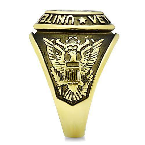 TK414704G - IP Gold(Ion Plating) Stainless Steel Ring with Epoxy in Jet - Alamode - Flyclothing LLC