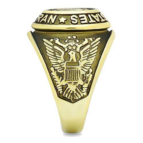 TK414704G - IP Gold(Ion Plating) Stainless Steel Ring with Epoxy in Jet - Alamode - Flyclothing LLC