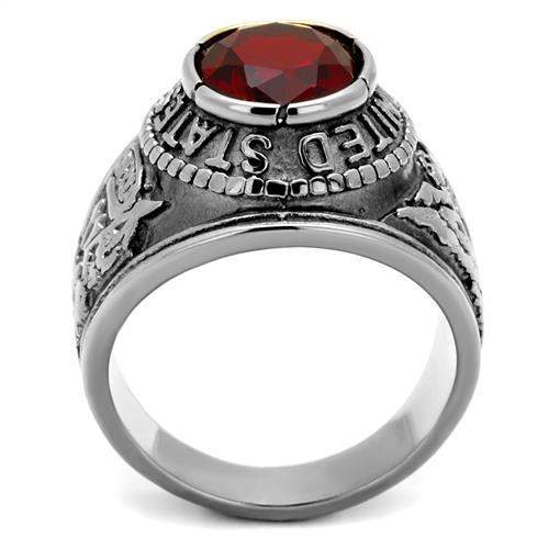 TK414706 - High-Polished Stainless Steel Ring with Synthetic Synthetic Glass in Siam - Alamode - Flyclothing LLC