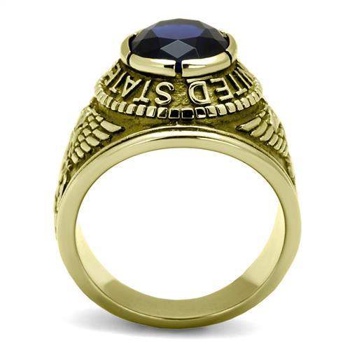 TK414707G - IP Gold(Ion Plating) Stainless Steel Ring with Synthetic Synthetic Glass in Montana - Alamode - Flyclothing LLC