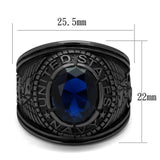 TK414707J - IP Black(Ion Plating) Stainless Steel Ring with Synthetic Synthetic Glass in Sapphire