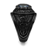 TK414707J - IP Black(Ion Plating) Stainless Steel Ring with Synthetic Synthetic Glass in Sapphire - Alamode - Flyclothing LLC