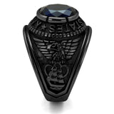 TK414707J - IP Black(Ion Plating) Stainless Steel Ring with Synthetic Synthetic Glass in Sapphire - Alamode - Flyclothing LLC
