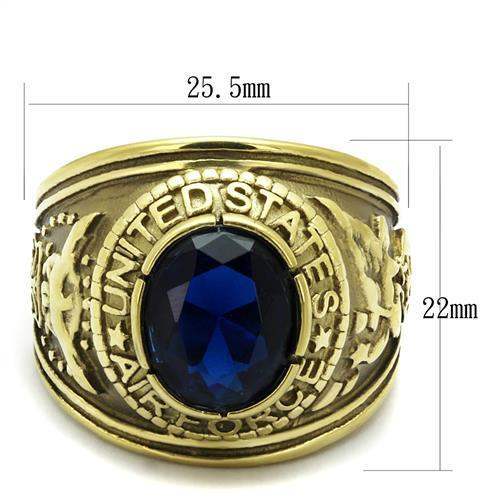TK414708G - IP Gold(Ion Plating) Stainless Steel Ring with Synthetic Synthetic Glass in Montana - Alamode - Flyclothing LLC