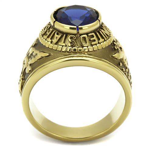 TK414708G - IP Gold(Ion Plating) Stainless Steel Ring with Synthetic Synthetic Glass in Montana - Alamode - Flyclothing LLC