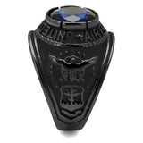 TK414708J - IP Black(Ion Plating) Stainless Steel Ring with Synthetic Synthetic Glass in Sapphire - Alamode - Flyclothing LLC