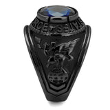 TK414708J - IP Black(Ion Plating) Stainless Steel Ring with Synthetic Synthetic Glass in Sapphire - Alamode - Flyclothing LLC
