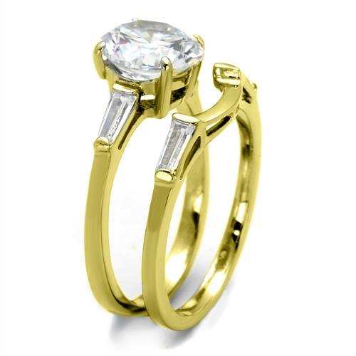 TK44701 - IP Gold(Ion Plating) Stainless Steel Ring with AAA Grade CZ in Clear - Alamode - Flyclothing LLC