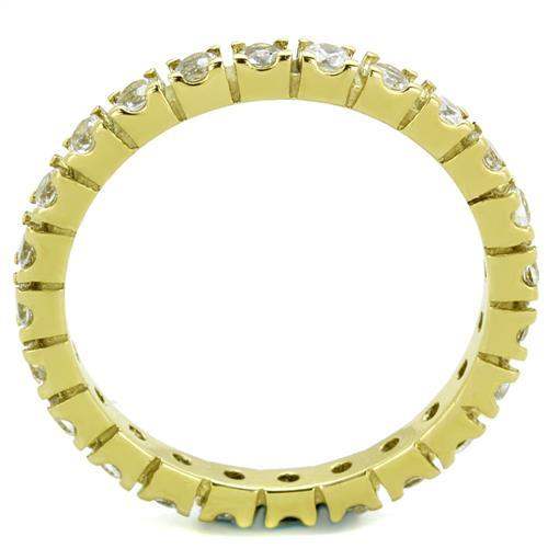 TK45202G - IP Gold(Ion Plating) Stainless Steel Ring with AAA Grade CZ in Clear - Alamode - Flyclothing LLC