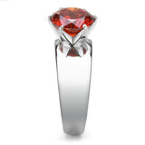 TK52001 - High polished (no plating) Stainless Steel Ring with AAA Grade CZ  in Garnet - Alamode