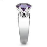 TK52002 - High polished (no plating) Stainless Steel Ring with AAA Grade CZ in Amethyst - Alamode - Flyclothing LLC