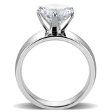 TK52004 - High polished (no plating) Stainless Steel Ring with AAA Grade CZ in Clear - Alamode - Flyclothing LLC