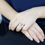 TK52004 - High polished (no plating) Stainless Steel Ring with AAA Grade CZ in Clear - Alamode - Flyclothing LLC