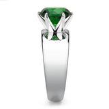 TK52005 - High polished (no plating) Stainless Steel Ring with Synthetic Synthetic Glass in Emerald - Alamode - Flyclothing LLC