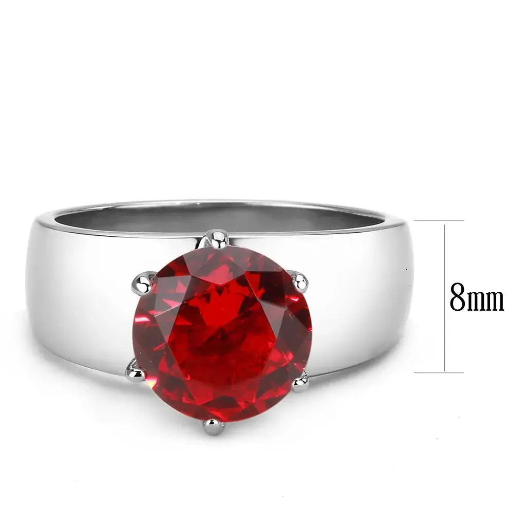 TK52007 - High polished (no plating) Stainless Steel Ring with Synthetic Synthetic Glass in Siam - Alamode - Flyclothing LLC