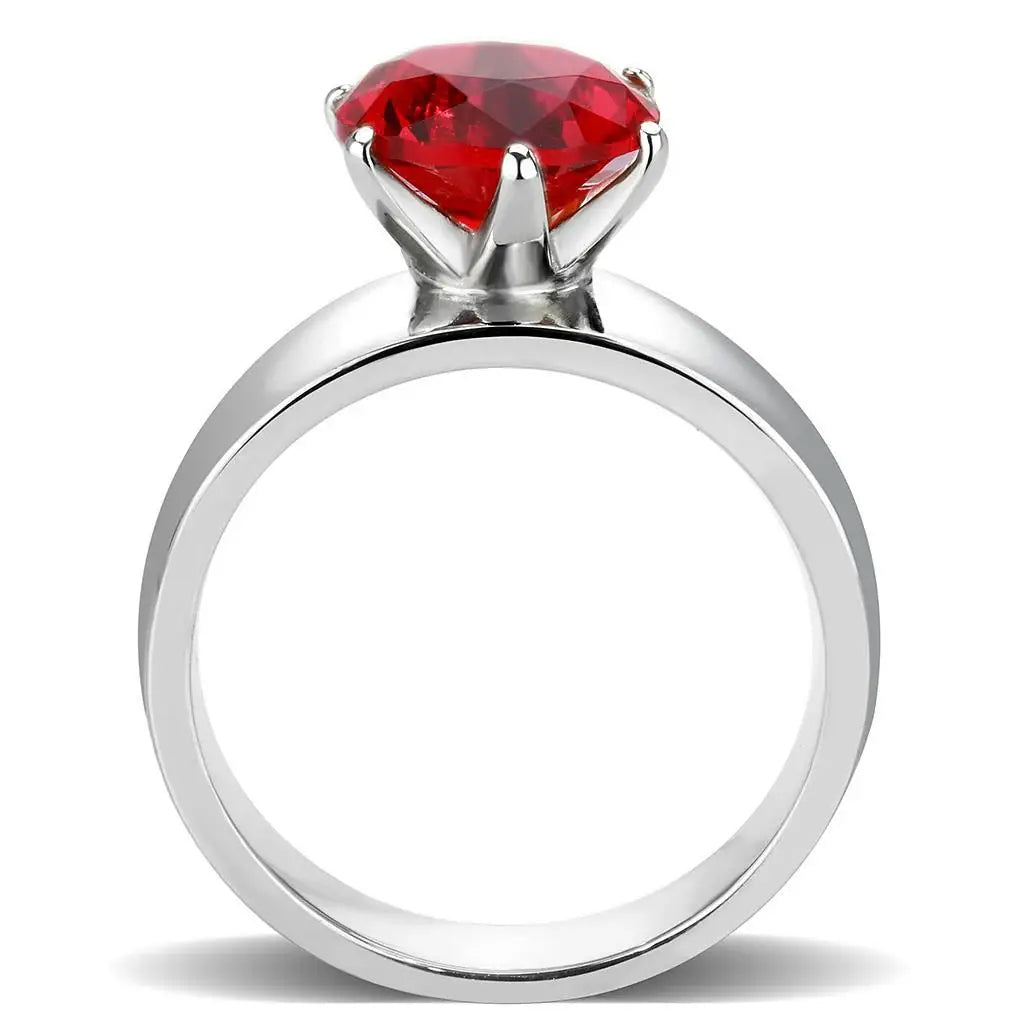 TK52007 - High polished (no plating) Stainless Steel Ring with Synthetic Synthetic Glass in Siam - Alamode - Flyclothing LLC