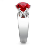 TK52007 - High polished (no plating) Stainless Steel Ring with Synthetic Synthetic Glass in Siam - Alamode