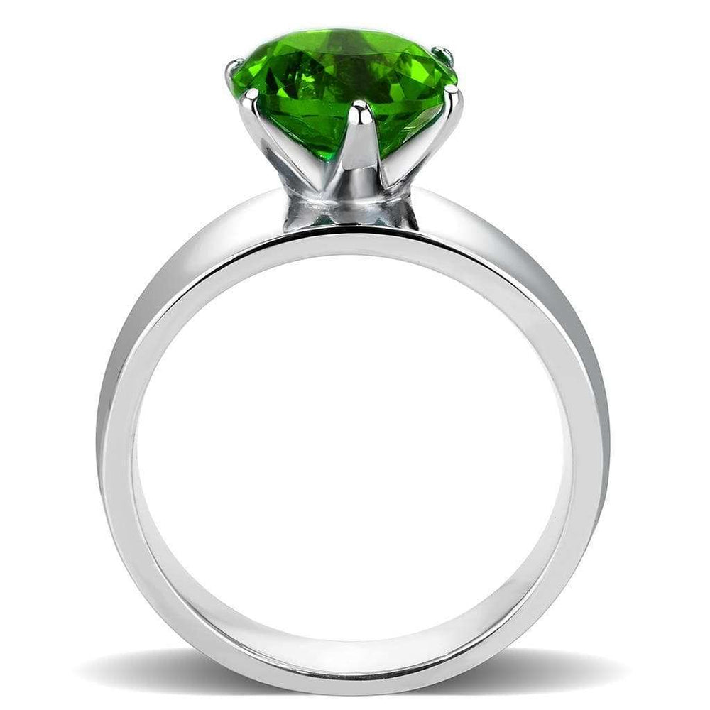 TK52008 - High polished (no plating) Stainless Steel Ring with Synthetic Synthetic Glass in Peridot - Alamode - Flyclothing LLC