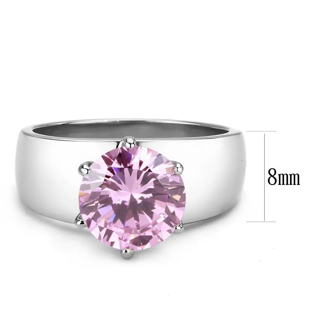 High polished (no plating) Stainless Steel Ring with AAA Grade CZ in Rose - Alamode - Flyclothing LLC