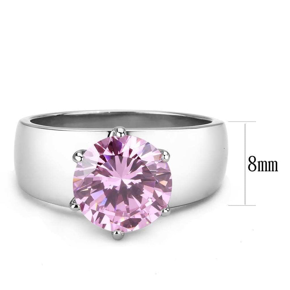TK52010 - High polished (no plating) Stainless Steel Ring with AAA Grade CZ in Rose - Alamode - Flyclothing LLC