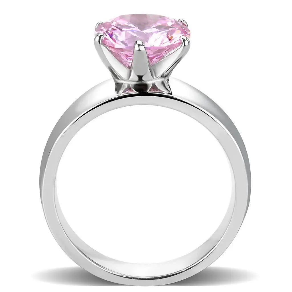 High polished (no plating) Stainless Steel Ring with AAA Grade CZ in Rose - Alamode - Flyclothing LLC